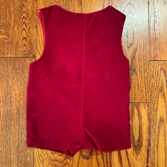 Christmas Boys 3-6 Months Jon Jon Red Velvet One Piece Accent Plaid Gold Buttons - Picture 2 of 9